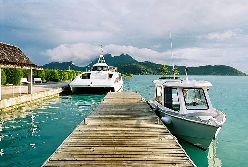 From the airstrip at Bora Bora, you'll take a shuttle boat to either Vaitape on the main island, or directly to your resort on one of the atolls.