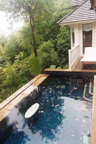 Private plunge pool at the Banyan Tree, on the island of Mahe in the Seychelles