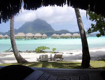 Regardless of the weather, the view from the beach bungalows at Bora Bora Pearl Resort is stunning