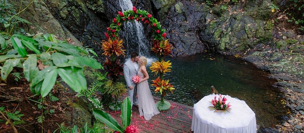 Waterfall wedding location at Namale Resort on Vanua Levu, Fiji