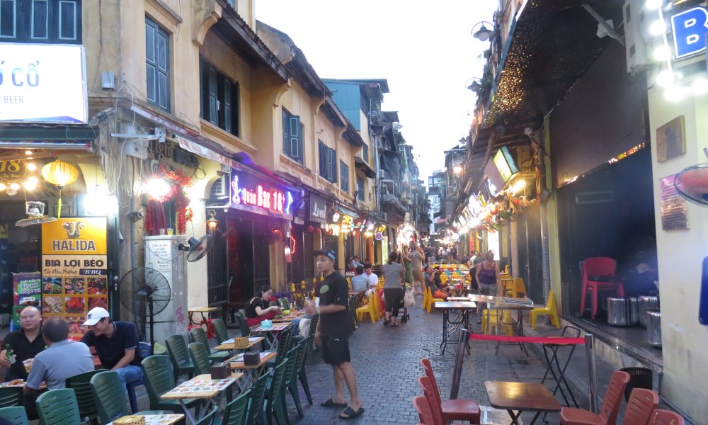 Outdoor dining in the old quarter of Hanoi
