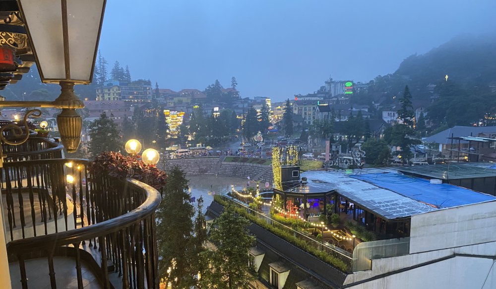 Sapa village square, northern Vietnam, from Hotel le Coupole