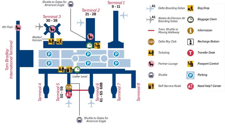 Directions To Lax Delta Terminal Lax Airport Map, From Photo Gallery For Delta Airlines, United States.  Photo 12646 | Visual Itineraries
