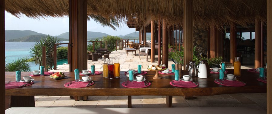 Breakfast on the Patio - Necker Island.