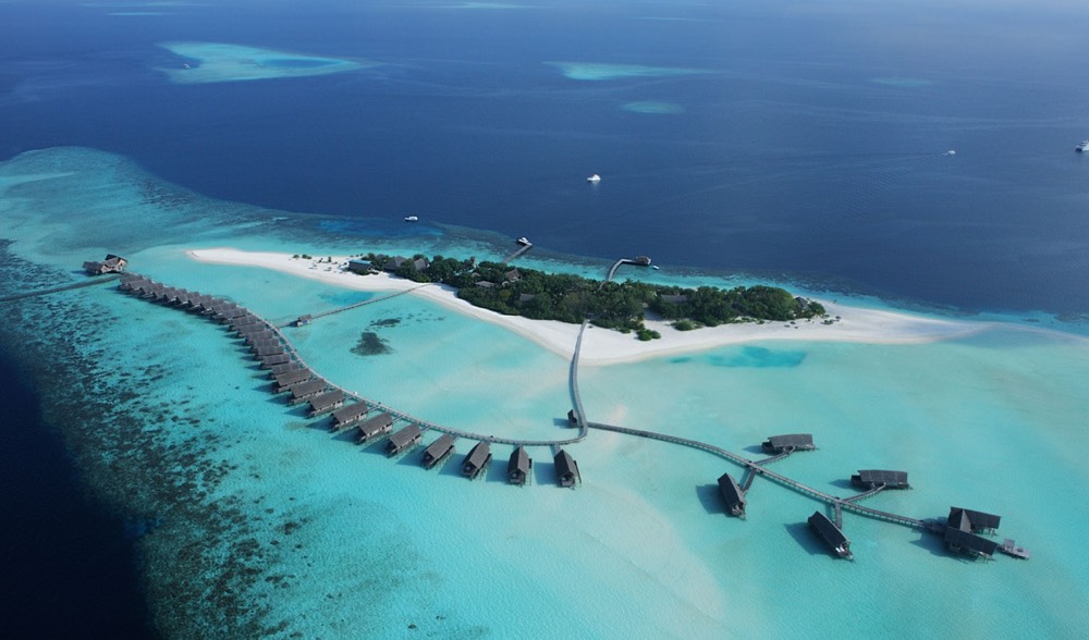 Aerial View of the Cocoa Island - COMO Cocoa Island. Copyright Cocoa Island.
