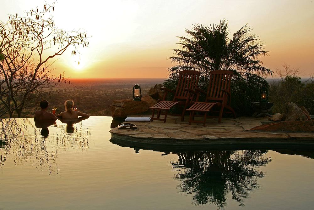 Looking out over Meru National Park from the main pool - Elsa's Kopje. Copyright Cheli & Peacock.