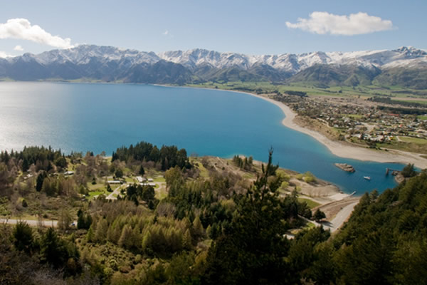 Aerial view - Lake Hawea Holiday Park. Copyright Lake Hawea Holiday Park.