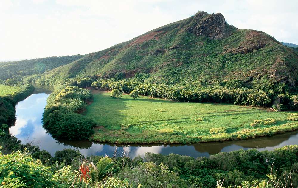 Wailua River - Wailua River and Waterfalls. Copyright Hawaii Tourism Authority (HTA) / Robert Coello.